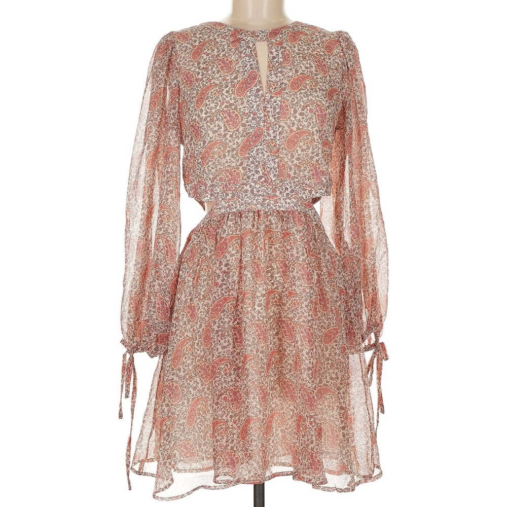 Mango Peach Paisley Mini Dress
